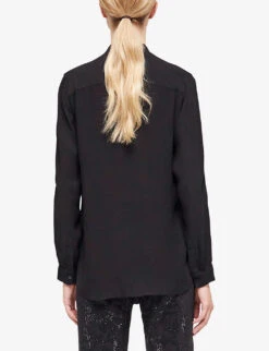 THE KOOPLES Pearl And Bead-embellished Woven Shirt 8 THE KOOPLES Pearl And Bead-embellished Woven Shirt -Ted Bakee Fashion Shop R04127756 BLA01 ALT03