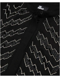 THE KOOPLES Pearl And Bead-embellished Woven Shirt 9 THE KOOPLES Pearl And Bead-embellished Woven Shirt -Ted Bakee Fashion Shop R04127756 BLA01 ALT04