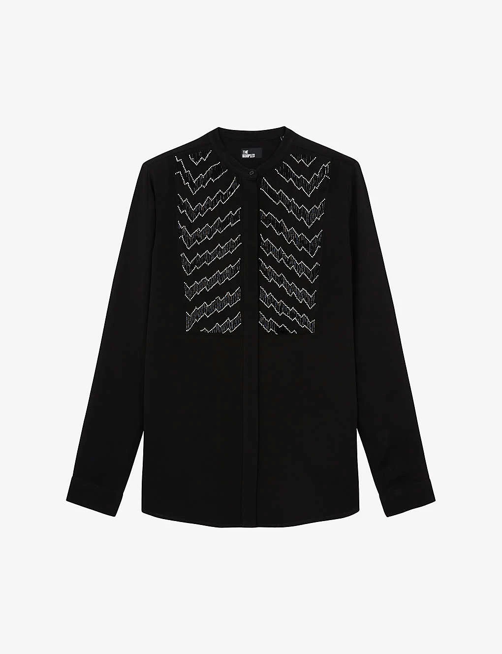 THE KOOPLES Pearl And Bead-embellished Woven Shirt 1 THE KOOPLES Pearl And Bead-embellished Woven Shirt