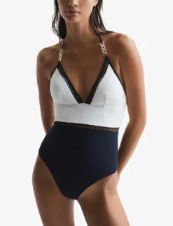 Reiss Ray Colourblock Stretch-nylon Swimsuit -Ted Bakee Fashion Shop R04127802 NAVY ALT02