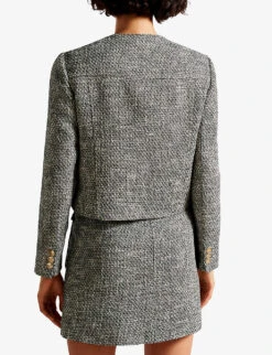 Ted Baker Faraae Boucle Patch-pocket Cotton-blend Jacket 7 Ted Baker Faraae Boucle Patch-pocket Cotton-blend Jacket -Ted Bakee Fashion Shop R04128526 BLACK ALT03