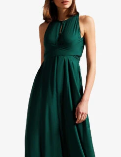 Ted Baker Meriahh Halter-neck Woven Jumpsuit -Ted Bakee Fashion Shop R04128535 DKGREEN ALT02