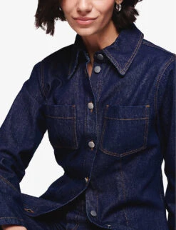 Harlem Slim-fit Long-sleeved Organic-denim Shirt -Ted Bakee Fashion Shop R04129975 INDIGO ALT04