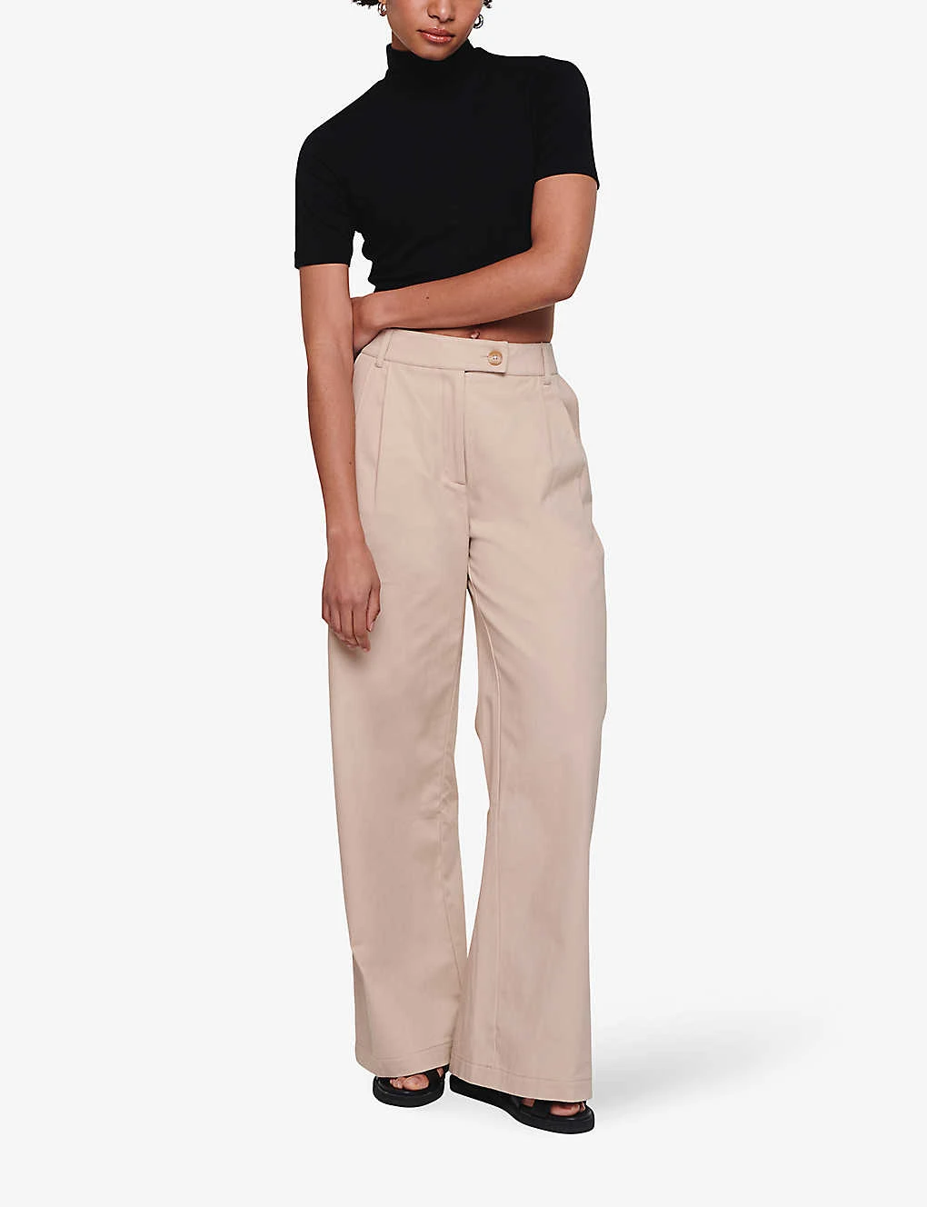 Hotel Cropped High-neck Stretch-woven Top 2 Hotel Cropped High-neck Stretch-woven Top - Image 2
