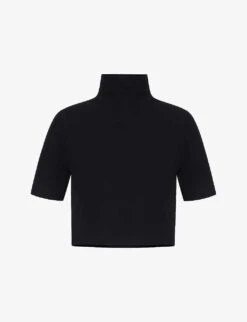 Hotel Cropped High-neck Stretch-woven Top