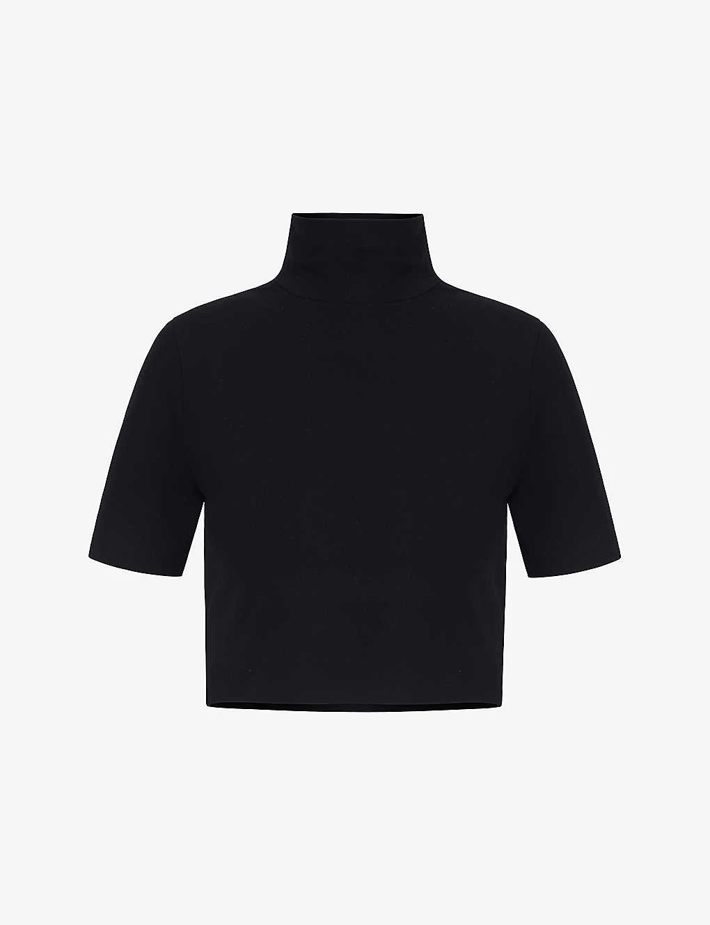 Hotel Cropped High-neck Stretch-woven Top 1 Hotel Cropped High-neck Stretch-woven Top
