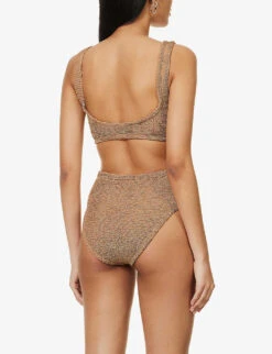 Jessica Crinkled High-rise Bikini -Ted Bakee Fashion Shop R04130205 METALLICCOCOASILVER ALT02