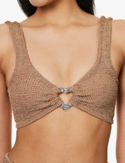 Jessica Crinkled High-rise Bikini -Ted Bakee Fashion Shop R04130205 METALLICCOCOASILVER ALT03