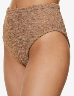 Jessica Crinkled High-rise Bikini -Ted Bakee Fashion Shop R04130205 METALLICCOCOASILVER ALT04