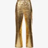 Lupe Metallic Wide-leg High-rise Faux-leather Trousers