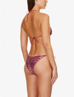 OSEREE Sequin-embellished Mid-rise Bikini Set -Ted Bakee Fashion Shop R04132779 ROSE ALT02