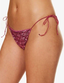 OSEREE Sequin-embellished Mid-rise Bikini Set -Ted Bakee Fashion Shop R04132779 ROSE ALT03
