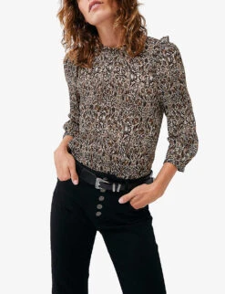 Ikks Arabesque-print Woven Top -Ted Bakee Fashion Shop R04133245 BROWN ALT02