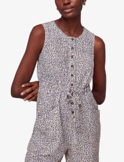 Whistles Dashed Jess Leopard-print Woven Jumpsuit 7 Whistles Dashed Jess Leopard-print Woven Jumpsuit -Ted Bakee Fashion Shop R04135052 ALT02