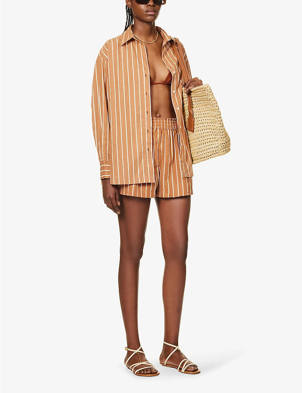 Faithfull The Brand Daija Striped Split-sides Cotton Shirt 2 Faithfull The Brand Daija Striped Split-sides Cotton Shirt - Image 2