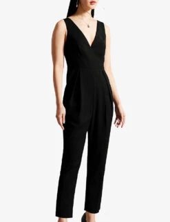 Ted Baker Bettsee V-neck Tailored Stretch-woven Jumpsuit -Ted Bakee Fashion Shop R04135852 BLACK ALT02