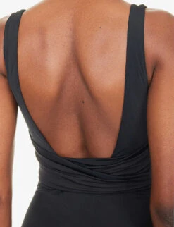 Zimmermann Raie Plunge-neck Ruched Swimsuit -Ted Bakee Fashion Shop R04136568 NOIR ALT04