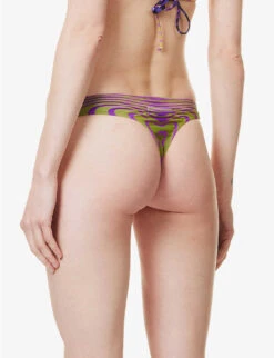 Jean Paul Gaultier Abstract-print Low-rise Bikini Bottoms 8 Jean Paul Gaultier Abstract-print Low-rise Bikini Bottoms -Ted Bakee Fashion Shop R04137662 GREENPURPLE ALT03