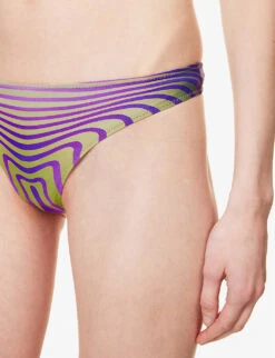 Jean Paul Gaultier Abstract-print Low-rise Bikini Bottoms 9 Jean Paul Gaultier Abstract-print Low-rise Bikini Bottoms -Ted Bakee Fashion Shop R04137662 GREENPURPLE ALT04