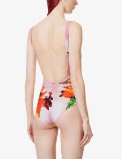 Jean Paul Gaultier Floral-print Fitted Swimsuit 8 Jean Paul Gaultier Floral-print Fitted Swimsuit -Ted Bakee Fashion Shop R04137664 PINKYELLOW ALT03