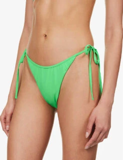 SELF PORTRAIT Self-tie High-leg Bikini Bottoms -Ted Bakee Fashion Shop R04137717 GREEN ALT02