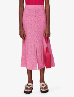 Whistles Diagonal-fleck Button-down Woven Midi Skirt 7 Whistles Diagonal-fleck Button-down Woven Midi Skirt -Ted Bakee Fashion Shop R04140095 MULTICOLOURED ALT02