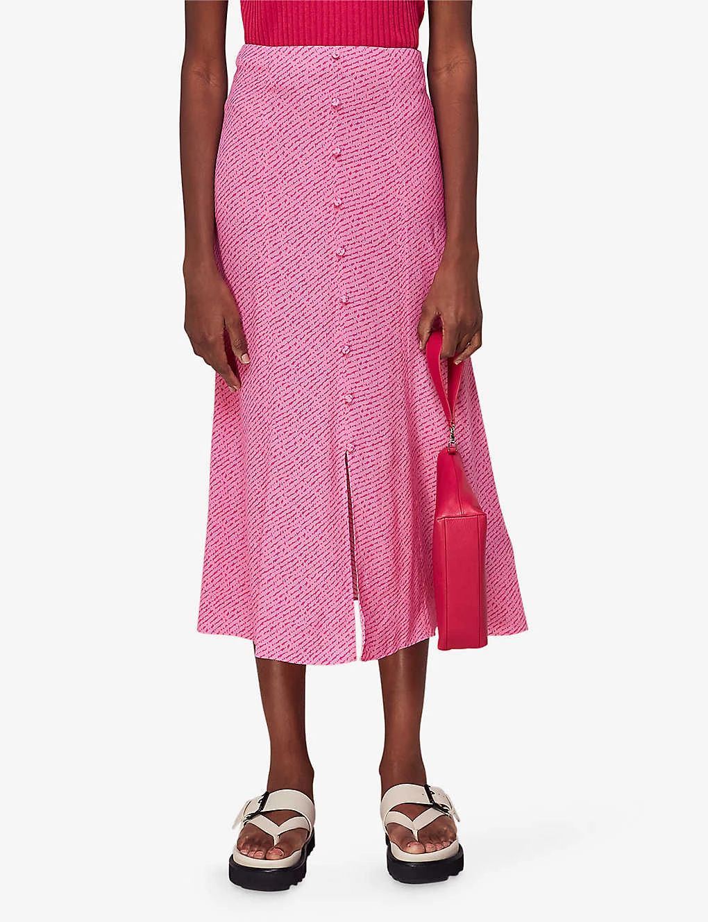 Whistles Diagonal-fleck Button-down Woven Midi Skirt 3 Whistles Diagonal-fleck Button-down Woven Midi Skirt - Image 3