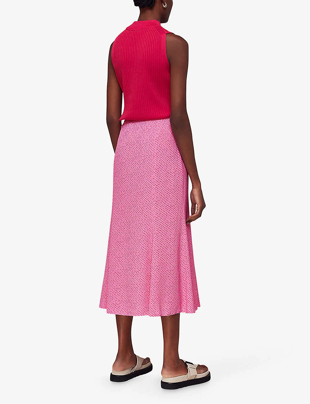 Whistles Diagonal-fleck Button-down Woven Midi Skirt 4 Whistles Diagonal-fleck Button-down Woven Midi Skirt - Image 4