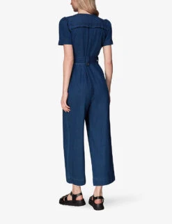 Whistles Alana Belted Denim Cotton Jumpsuit -Ted Bakee Fashion Shop R04140096 BLUE ALT03