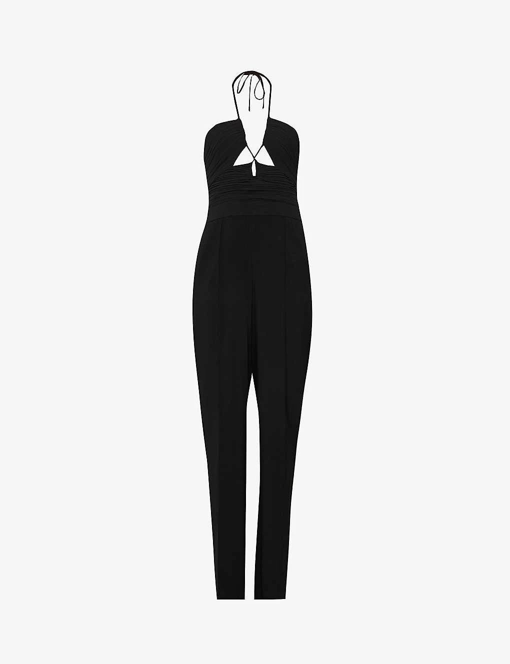 Gala Halterneck Pleated-bodice Crepe Jumpsuit 1 Gala Halterneck Pleated-bodice Crepe Jumpsuit