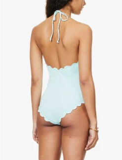 Marysia Broadway Halterneck Scallop-trim Swimsuit -Ted Bakee Fashion Shop R04140990 AZUREVIOLETTE ALT03