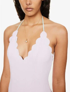Marysia Broadway Halterneck Scallop-trim Swimsuit -Ted Bakee Fashion Shop R04140990 AZUREVIOLETTE ALT04