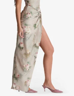 Vesper Floral-print Stretch-woven Maxi Skirt -Ted Bakee Fashion Shop R04141850 VINTAGEFLORAL ALT02