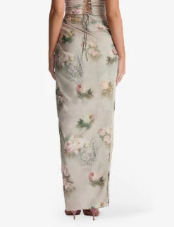 Vesper Floral-print Stretch-woven Maxi Skirt -Ted Bakee Fashion Shop R04141850 VINTAGEFLORAL ALT03