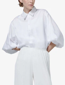 Balloon-sleeve Oversized-fit Woven Shirt -Ted Bakee Fashion Shop R04141927 OFFWHITE ALT02