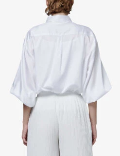 Balloon-sleeve Oversized-fit Woven Shirt -Ted Bakee Fashion Shop R04141927 OFFWHITE ALT03