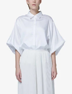 Balloon-sleeve Oversized-fit Woven Shirt -Ted Bakee Fashion Shop R04141927 OFFWHITE ALT04