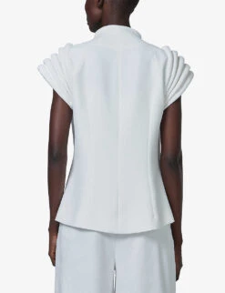 Tubular-detail High-neck Relaxed-fit Woven Vest 7 Tubular-detail High-neck Relaxed-fit Woven Vest -Ted Bakee Fashion Shop R04141929 OFFWHITE ALT03