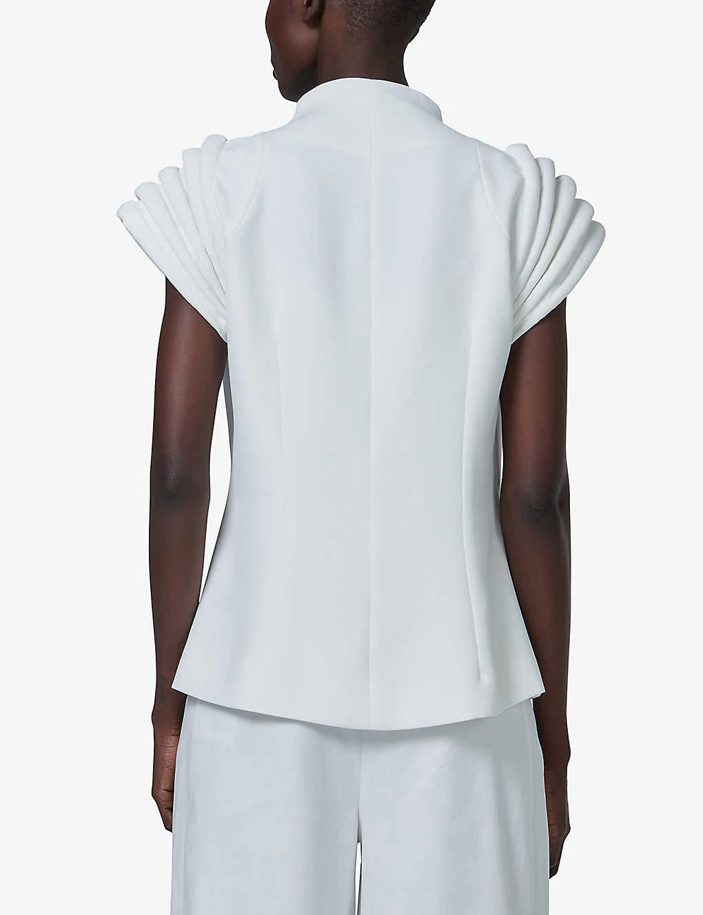 Tubular-detail High-neck Relaxed-fit Woven Vest 4 Tubular-detail High-neck Relaxed-fit Woven Vest - Image 4