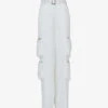 Patch-pocket Belted Wide-leg Woven Cargo Trousers