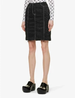 Marine Serre Racing High-waist Shell Midi Skirt -Ted Bakee Fashion Shop R04142125 BLACK ALT02