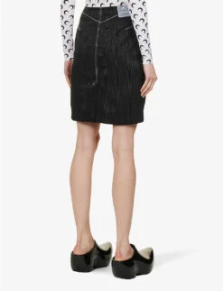 Marine Serre Racing High-waist Shell Midi Skirt -Ted Bakee Fashion Shop R04142125 BLACK ALT03