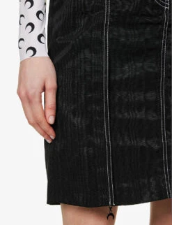 Marine Serre Racing High-waist Shell Midi Skirt -Ted Bakee Fashion Shop R04142125 BLACK ALT04