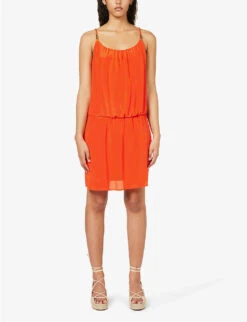 Morocco Scoop-neck Silk Mini Dress -Ted Bakee Fashion Shop R04142189 REDRED ALT02