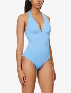Siena Halterneck Recycled Polyamide-blend Swimsuit -Ted Bakee Fashion Shop R04142211 BLUBLU ALT02