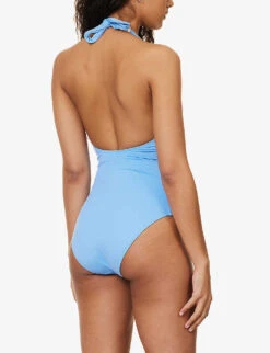 Siena Halterneck Recycled Polyamide-blend Swimsuit -Ted Bakee Fashion Shop R04142211 BLUBLU ALT03