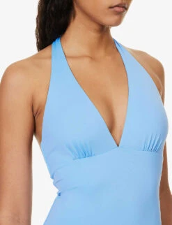 Siena Halterneck Recycled Polyamide-blend Swimsuit -Ted Bakee Fashion Shop R04142211 BLUBLU ALT04