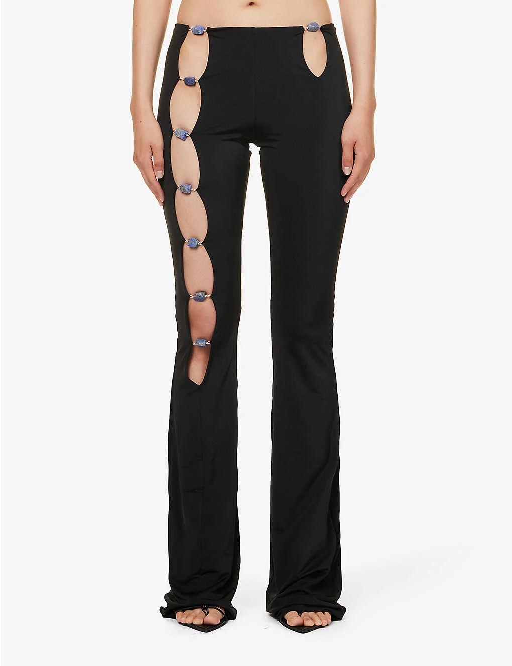 Healing Cutout-panel Low-rise Flared-leg Stretch-woven Trousers 3 Healing Cutout-panel Low-rise Flared-leg Stretch-woven Trousers - Image 3