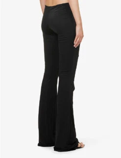 Healing Cutout-panel Low-rise Flared-leg Stretch-woven Trousers 8 Healing Cutout-panel Low-rise Flared-leg Stretch-woven Trousers -Ted Bakee Fashion Shop R04142484 BLACK ALT03