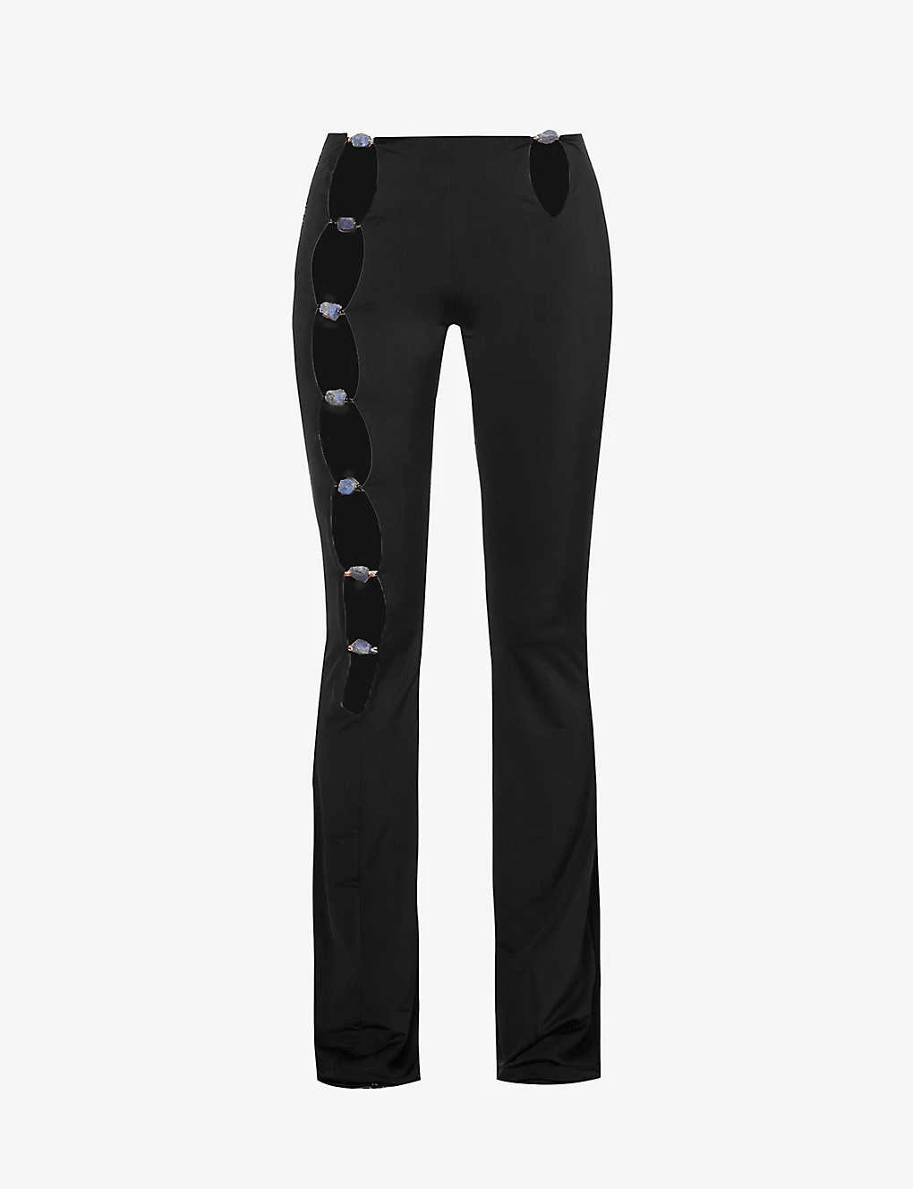 Healing Cutout-panel Low-rise Flared-leg Stretch-woven Trousers 1 Healing Cutout-panel Low-rise Flared-leg Stretch-woven Trousers